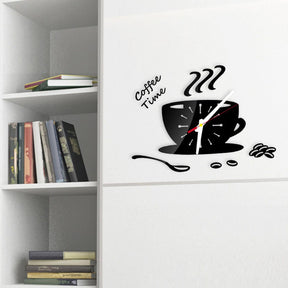 Coffee Time Kitchen Special 3D Silent Wooden Wall Clock - WC 112