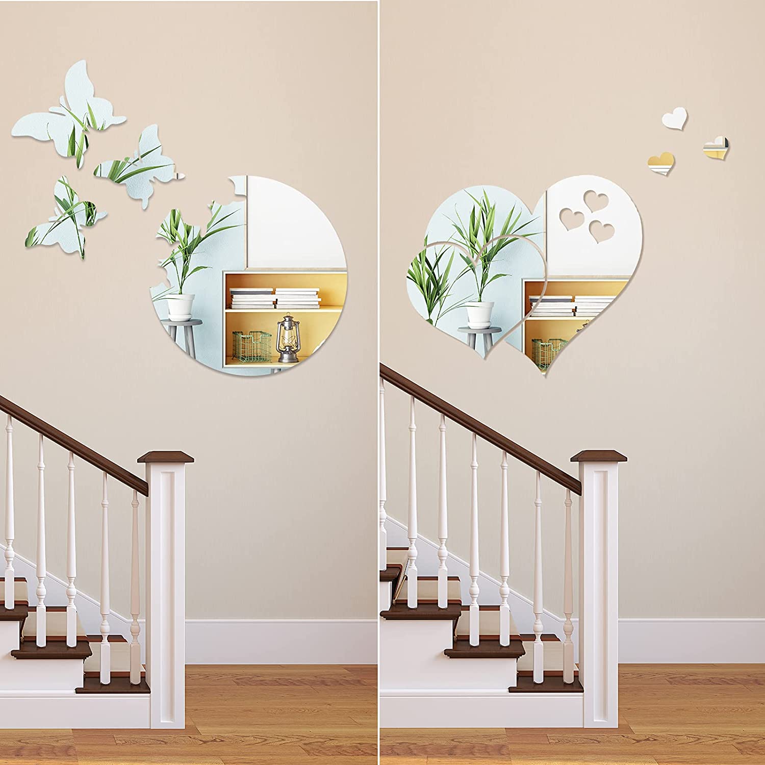 Butterfly Heart Acrylic Mirror Wall Decor for Home Decoration - WM 711