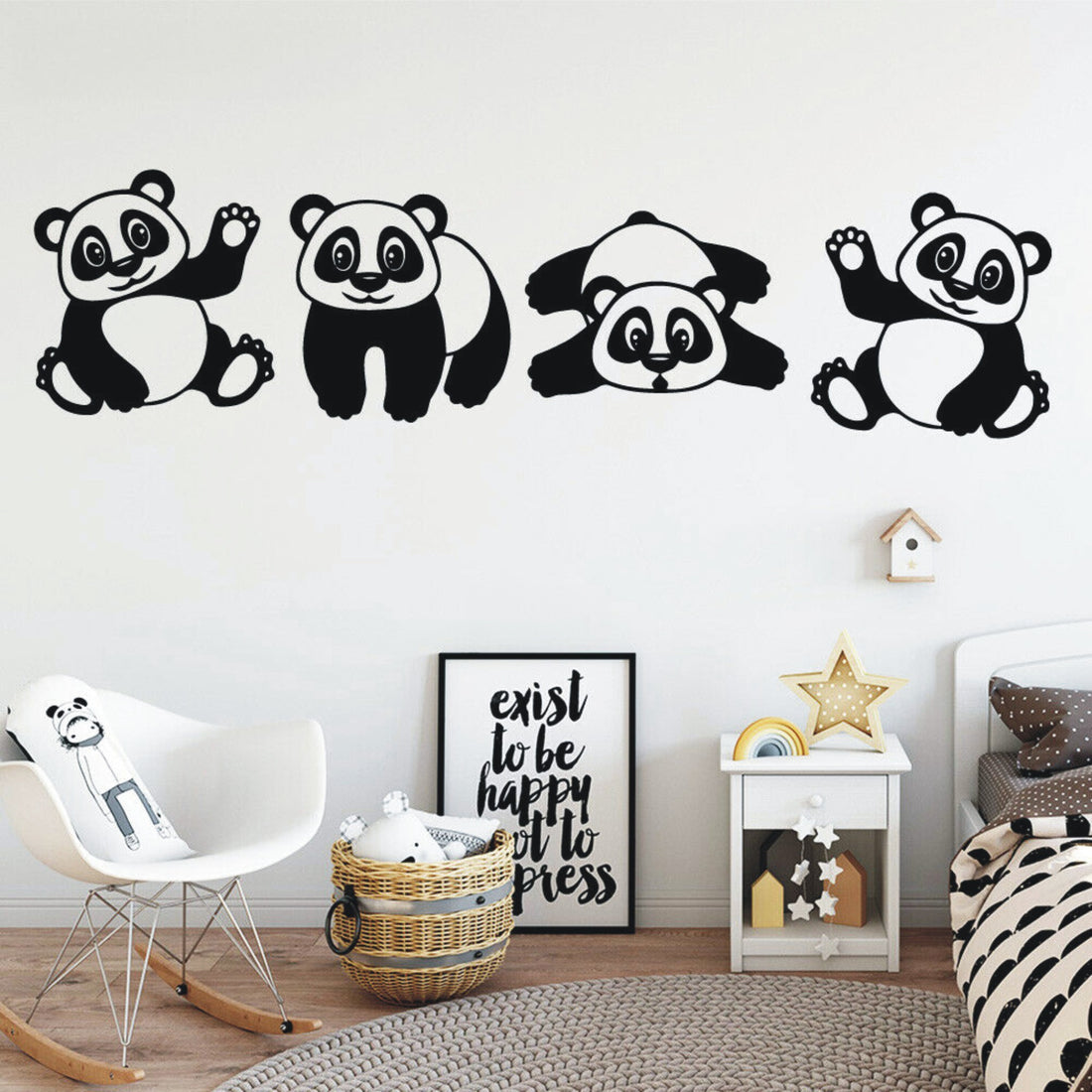 Acrylic Panda Baby Wall Decor For Kids Room - WA 805