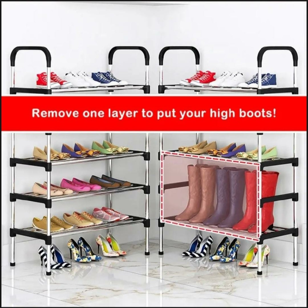 5 Layer shoe rack Tier Colored stainless steel Stackable shoe rack organizer