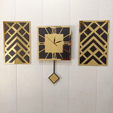 Golden pendulum Clock with Frames - PC 163