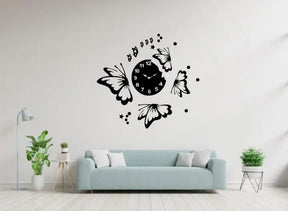 Flying Butterflies with Stars Wooden Wall Clock for Home and office - WC 106