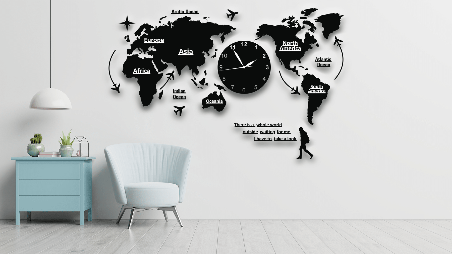 World Map Wooden Wall Clock for Home and Office - WC 111